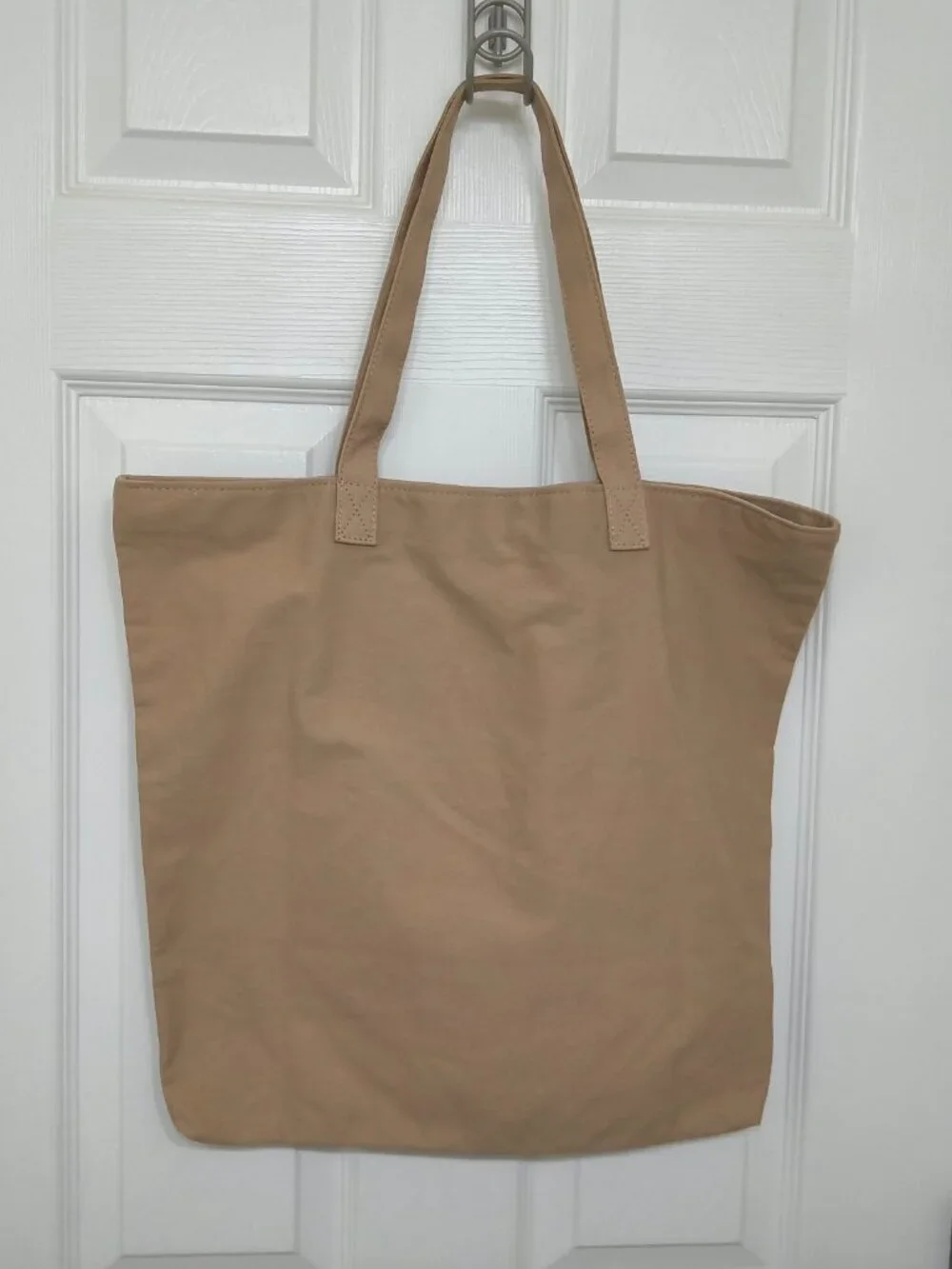 ​Victoria's Secret Tan Canvas Gold Glitter Rhinestone VS Logo Tote Bag